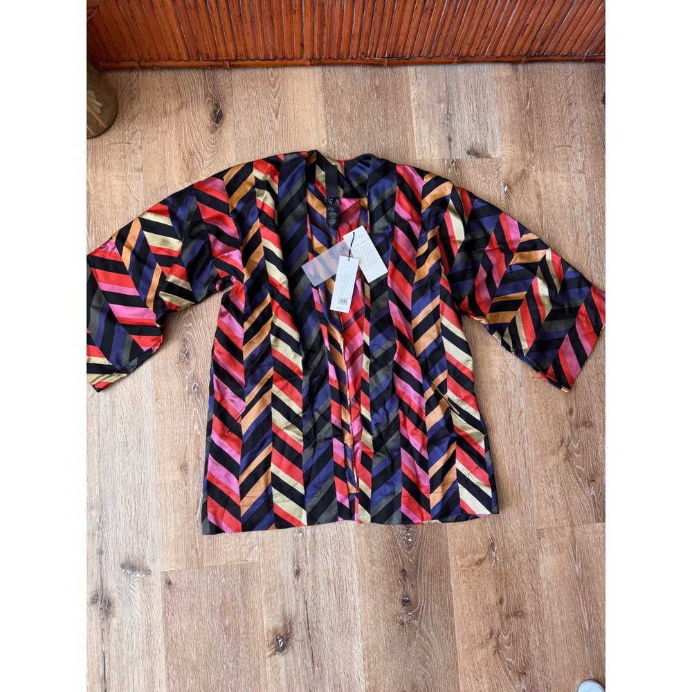 Zero + Maria Cornejo NWT Chevron Jacquard Kimono Jacket Multi Color Size S